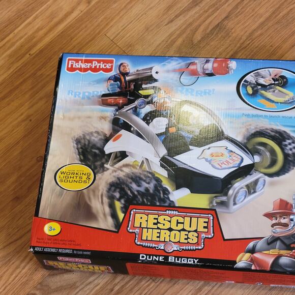 Vintage Fisher-Price Rescue Heroes Dune Buggy w/bonus Jake Justice figure New - Picture 3 of 8